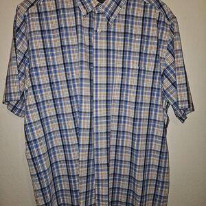 Chaps Size Large Sun-Drenched Blue and Yellow Plaid Shirt